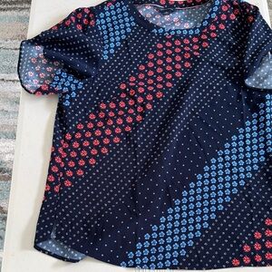 Tommy Hilfiger Kids Navy Blue and Red Floral Blouse